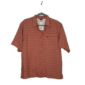 The North Face Men's Performance Button-Up Shirt Medium, Orange Plaid, Hiking